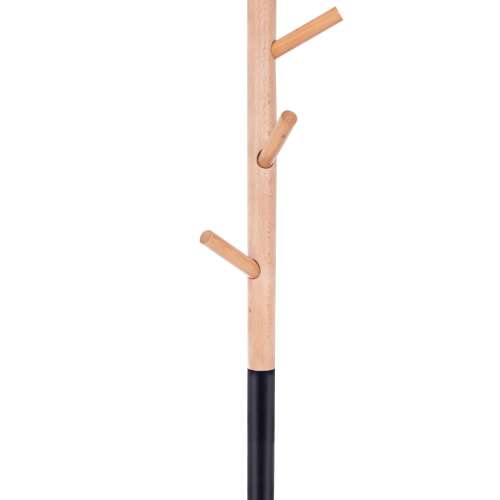 Springos coat stand with 6 hooks, black metal base, wood look, 180cm