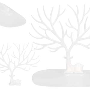 Stojan na šperky drevený 25x23x15 cm ozdobný organizér náušnice pre bieleho jeleňa