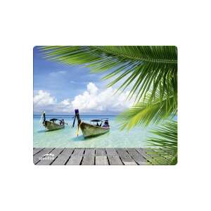 Speedlink Silk Mauspad mit Paradise Design, zeigt eine tropische Strandlandschaft mit Booten und Palmen - Mousepads