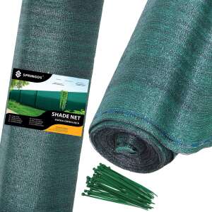 Springos Shade Net (185 g/m2) 1.5x25m + 100 Cable Ties - Green