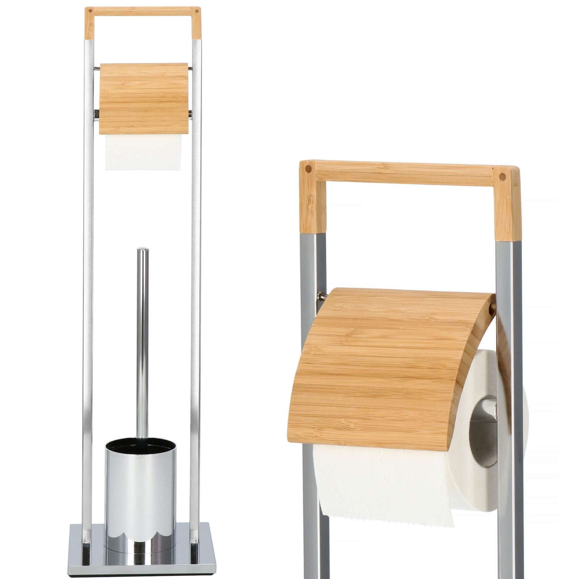 Springos WC-papírtartó WC-kefével - Króm