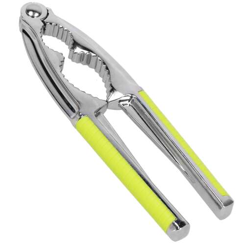 Springos nutcracker, green and silver, stainless steel and plastic, for cracking nuts