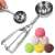 Springos ice cream scoop, stainless steel, angled view