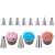Set of 8 stainless steel cake decorating tips with cupcake examples