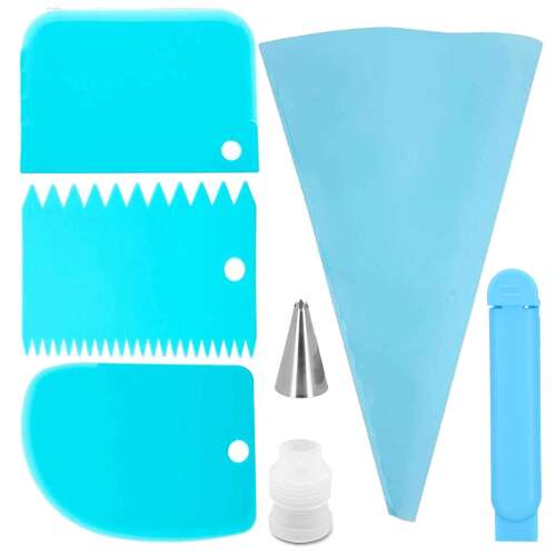 Springos 7 piece pastry decorating set with spatulas, piping bags and tips