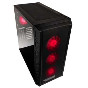 Kolink Citadel Mesh ARGB ATX Computergehäuse, schwarz mit gehärtetem Glas-Seitenteil, schräger Blickwinkel - Computergehäuse