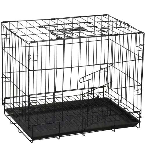 Cușcă pentru animale de companie Springos, metalică, neagră, 50x34x42 cm