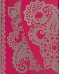 Boncahier Notesz - Velvet Mini rózsaszín notesz ezüst virágmintával - Irodai papíráru