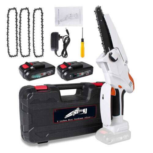 KrafTech 48V mini láncfűrész készlet akkumulátorokkal, töltővel és tartalék láncokkal