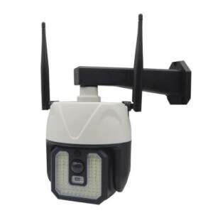 Слънчева камера за сигурност с детектор за движение с две антени, дизайн на фалшива камера, бяла и черна - Защита