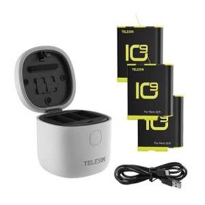 Telesin GoPro Hero 9/10 battery charger with 3 batteries and USB cable - GoPro Action Camera Accessory