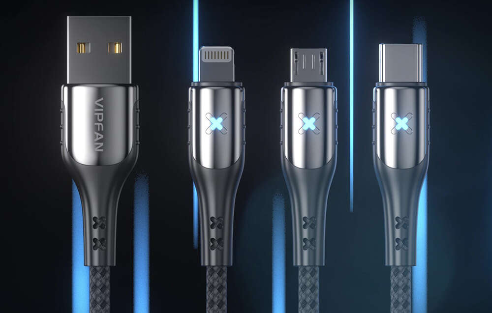 USB és Micro USB kábel Vipfan Colorful X13, 3A, 1.2m (fekete)