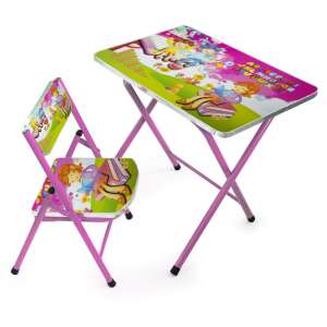 Mintás kisasztal és szék gyerekeknek – rózsaszín 71526630 Bababútor