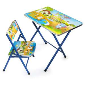 Mintás kisasztal és szék gyerekeknek – kék 71526621 Bababútorok