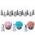 Springos cake decorating tips set with 14 stainless steel tips, showing cupcakes decorated with the tips