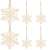 Set mit 6 Springos Holzschneeflocken-Weihnachtsbaumschmuck, natürliche Holzfarbe, mit Juteschnur zum Aufhängen