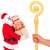 Springos Santa Claus walking stick, gold, 145 cm, plastic, costume accessory, Christmas party, holiday decoration