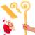 Springos Santa Claus walking stick, gold, 145 cm, plastic, costume accessory, Christmas party, holiday decoration