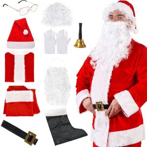 Springos Premium 10 piece Santa Claus costume set