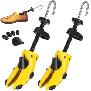 Springos Schuhspanner, gelb und schwarz, mit 5 schwarzen Überzügen für präzises Dehnen, 2 Stück - Springos