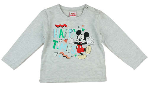 Disney Mickey Mouse fiú hosszú ujjú póló, szürke, Happy Times felirattal
