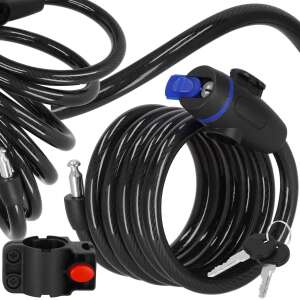 Linka rowerowa Springos z kluczami i uchwytem montażowym - Blokada rowerowa