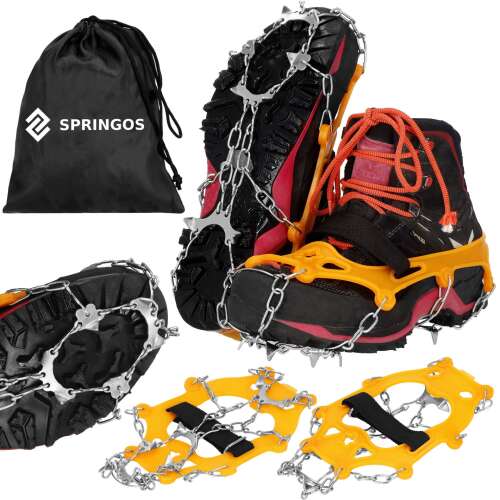 Springos cipő hólánc, jégtalp cipőkhöz, hóláncok jégen és hóban való sétáláshoz, csúszásgátló fogantyúk télre, pár jégfogantyú, jégvonó talp, téli biztonsági felszerelés, jégfogantyúk csizmákhoz, hóvonó talp, jégtalp túrázáshoz, jégtalp sétáláshoz, jégtalp futáshoz, jégtalp férfiaknak, jégtalp nőknek, jégtalp gyerekeknek