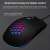 Infographic of a quiet wired gaming mouse with RGB lighting