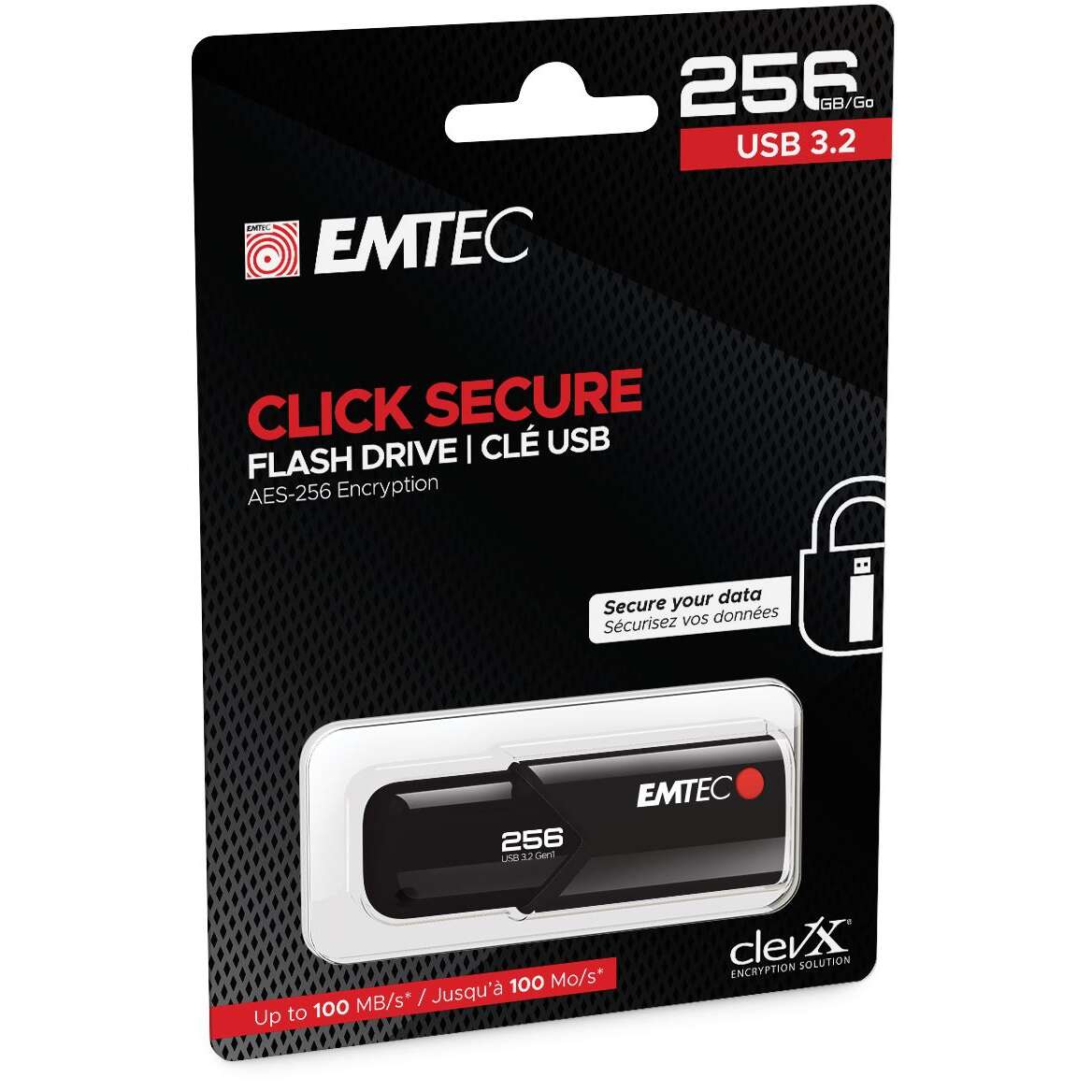 Pen Drive 256GB Emtec Click Secure B120 USB 3.2 (ECMMD256GB123) (...