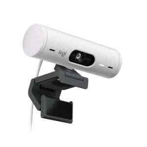 Logitech BRIO 500 webcam in off-white with monitor mount - Logitech Webcam