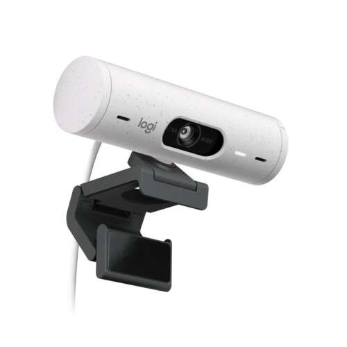Logitech BRIO 500 Webcam in Off-White mit Monitorhalterung