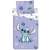 Lilo és Stitch ágyneműhuzat, 140x200cm, lila színben Stitch-el, aki egy virágon ül