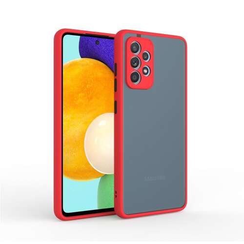 Red Samsung Galaxy S22 phone case, matte finish, thin and lightweight, protects against minor bumps and scratches