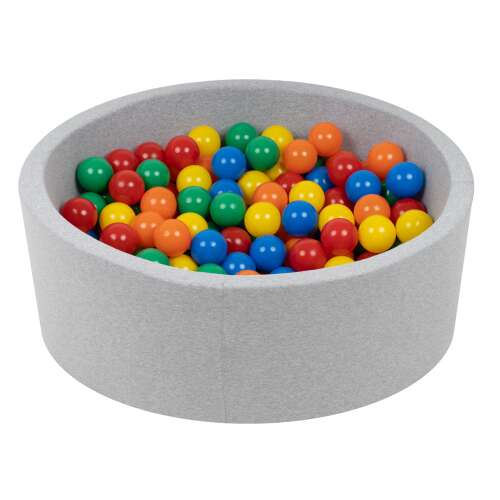 Euro-Matic ball pit with 200 colorful balls, 90cm diameter, grey color