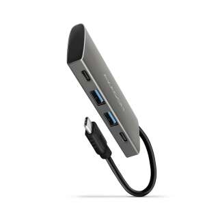 AXAGON HMC-4G2 SPEEDSTER 4 SuperSpeed USB-C 10Gbps Hub, schräge Ansicht - AXAGON USB-Hubs