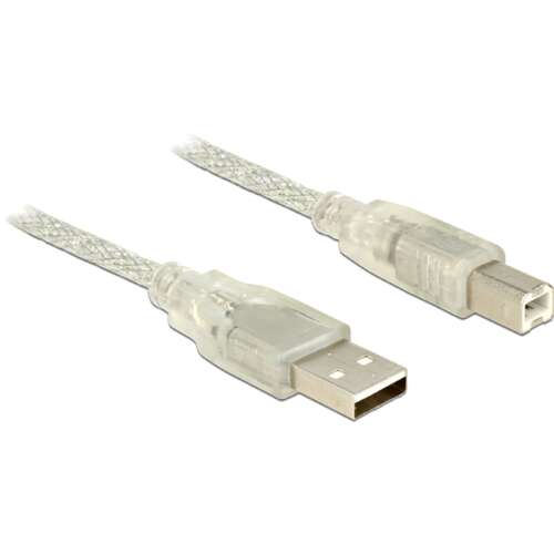 Delock 83892 USB 2.0 A-típusú dugó > USB 2.0 B-típusú dugó kábel, 1 méter, átlátszó - USB átalakító