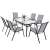 Zolta grey garden dining set with glass top table and six chairs