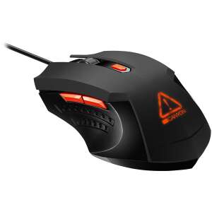 Mouse gaming Canyon Star Raider CND-SGM01RGB, negru cu accente portocalii, vedere din unghi - Canyon Mouse