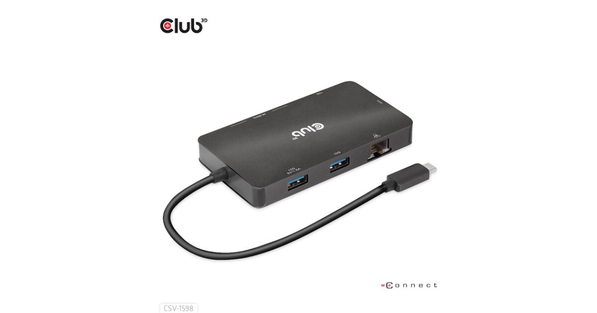 Club3D USB Gen2 Type-C to Dual DisplayPort 4k60Hz 7-in-1 Portable Dock 107438070