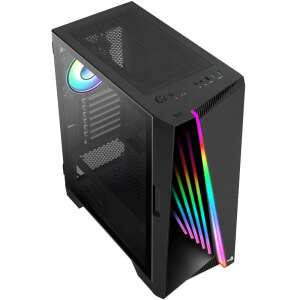 Aerocool Mirage ARGB ATX Mid Tower PC-Gehäuse, schwarz, Seitenteil aus gehärtetem Glas, RGB-Beleuchtung - Aerocool