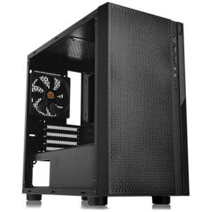 Thermaltake Versa H18 mATX computer case, black, side view - Computer Case