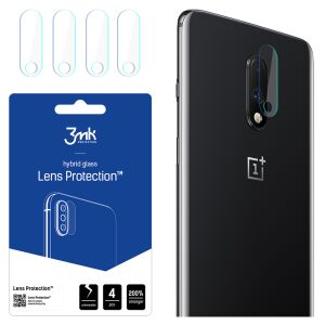 3MK Lens Protection pentru OnePlus 7 aplicată pe telefon, pachet de 4 folii hibride de protecție a obiectivului camerei - 3MK Folii protecție