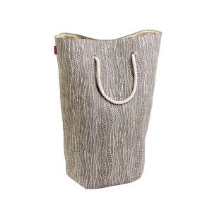 Tescoma FANCY HOME Laundry Bag, Cappuccino, 50 liter, 8 kg capacity, grey with white pattern, rope handles - Laundry Basket
