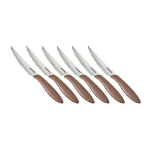 Tescoma Presto Steakmesser Set mit 6 Stück, 12 cm braune Griffe - Pfannen, Abendessen, Küchenmesser, Besteck-Sets und Töpfe