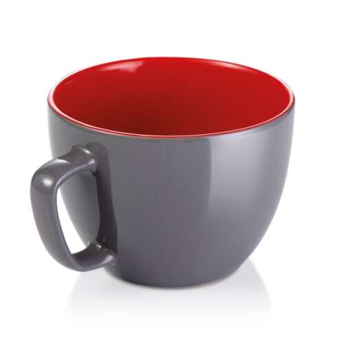 CREMA SHINE Extra large grey mug with red inside