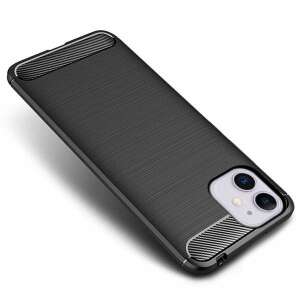 Schwarzes Carbonfaser iPhone 12 Pro Max Case, schrägansicht - Apple Handyhüllen