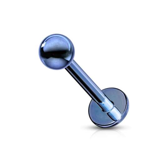 Kék titán labret piercing külső menettel