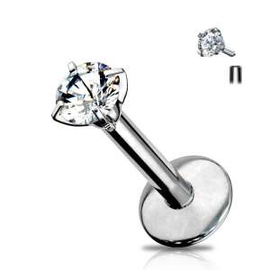 Titán labret kerek kővel, 6mm szárhossz - Labret piercing