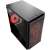 Gembird CCC-FORNAX-950R microATX Computergehäuse, schwarz mit roten LED-Lüftern, schräger Blickwinkel