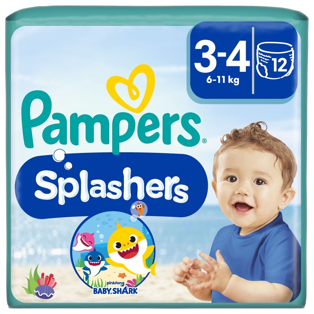 Pampers Splashers Baby Shark Úszópelenka 6-11kg Midi 3-4 (12db)